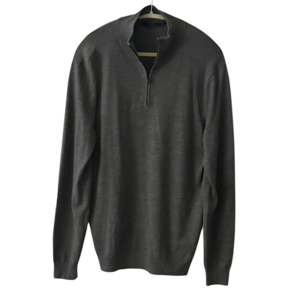 Theory Gray Lightweight Quarter Zip Sweater Size Large